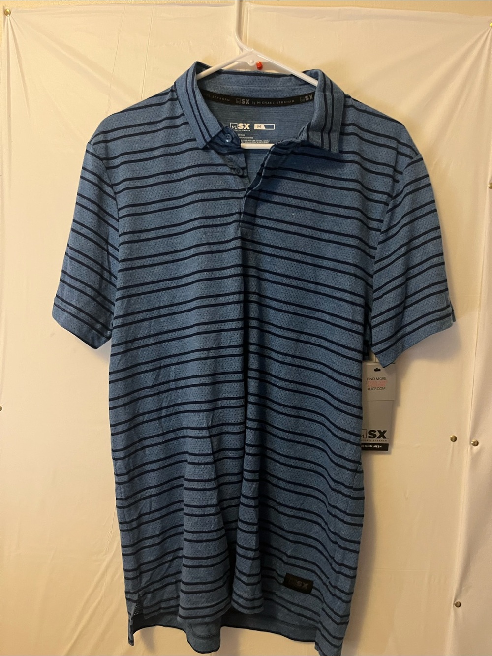 MSX Men's Heather Blue Striped Polo - Classic Fit